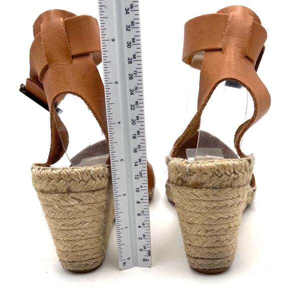 PICON Handmade Espadrille Wedges in Spain tan leather ankle strap size 8 - Picture 6 of 12